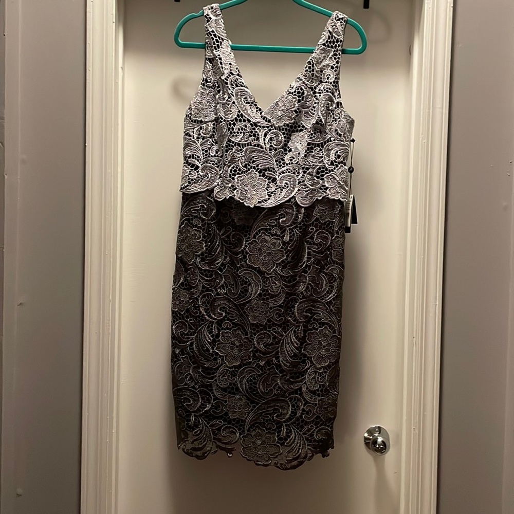 Adrianna Papell Colorblock Guipure Lace Dress